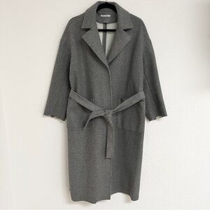 Zarina grey one ply minimalist belted over coat
